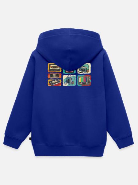 Retro Tech Pop: 80er Kassette & TV - Kinder Premium Organic Zip Hoodie - Royalblau