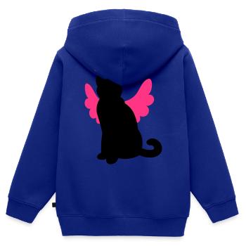 Katze mit Engelsflügel und Heiligenschein - Kinder Premium Organic Zip Hoodie - Royalblau - Hinten - AI Model Kid Male (0cm)
