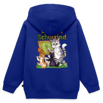 Endlich Schulkind süße Katze Schule Einschulung - Kinder Premium Organic Zip Hoodie - Royalblau - Hinten - AI Model Kid Male (0cm)