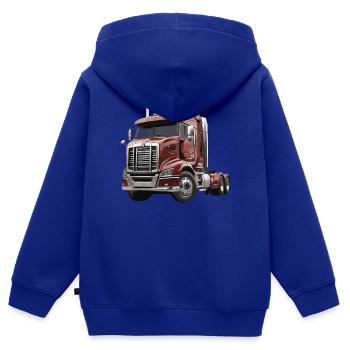 Amerikanische Sattelzugmaschine - Kinder Premium Organic Zip Hoodie - Royalblau - Hinten - AI Model Kid Male (0cm)