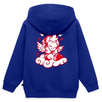 Musik Engel – Cherub mit Kopfhörern - Kinder Premium Organic Zip Hoodie - Royalblau - Hinten - AI Model Kid Male (0cm)