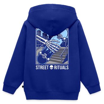 Skater Street Rituals Shirt, Hoodie, Bag und Cap - Kinder Premium Organic Zip Hoodie - Royalblau - Hinten - AI Model Kid Male (0cm)