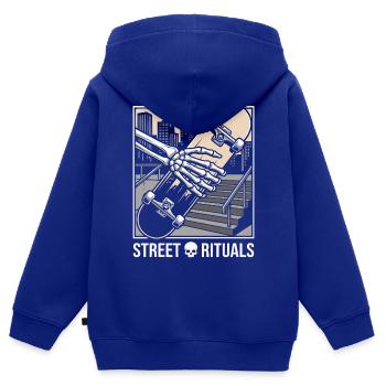 Skater Street Rituals Shirt, Hoodie, Bag und Cap - Kinder Premium Organic Zip Hoodie - Royalblau - Hinten - AI Model Kid Male (0cm)