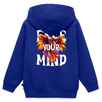Phönix Free Your Mind - Kinder Premium Organic Zip Hoodie - Royalblau - Hinten - AI Model Kid Male (0cm)
