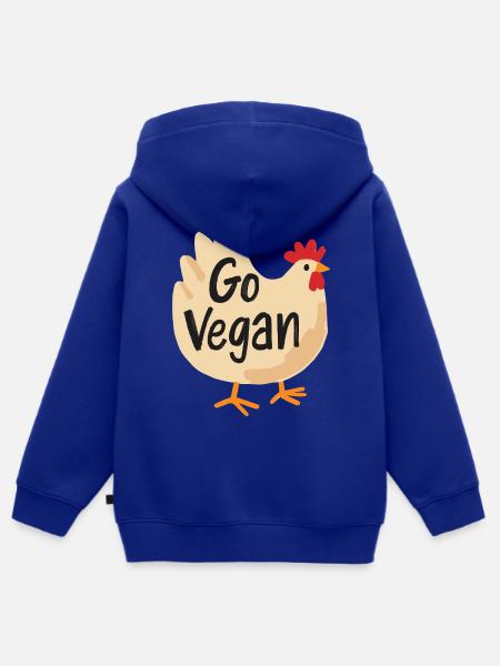 Go Vegan Cute Chicken - Kinder Premium Organic Zip Hoodie - Royalblau