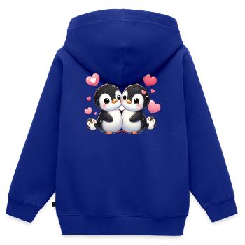 LovingPinguinsWithKids - Kinder Premium Organic Zip Hoodie - Royalblau - Hinten - AI Model Kid Male (0cm)