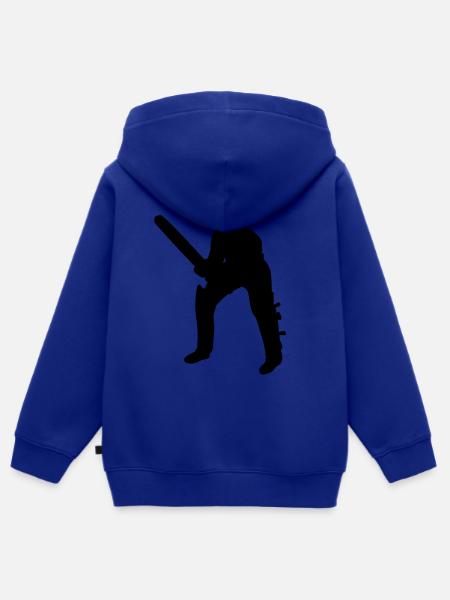 Battitore da cricket Battitore nero - Felpa Premium con cappuccio con zip bambino bio - blu royal