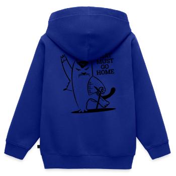 Chat Must Go Home - Sweat Premium à capuche zippé enfant bio - bleu roi - Dos - AI Model Kid Male (0cm)
