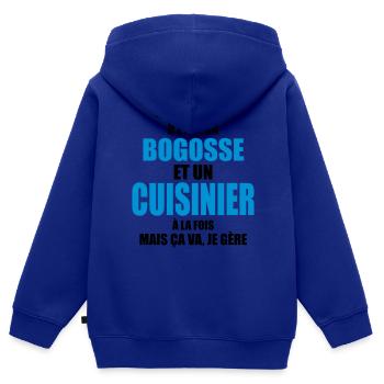 compliqué d'être un bogosse et un cuisinier - Sweat Premium à capuche zippé enfant bio - bleu roi - Dos - AI Model Kid Male (0cm)
