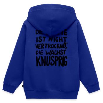 Blume ist nicht vertrocknet, die wächst knusprig - Kinder Premium Organic Zip Hoodie - Royalblau - Hinten - AI Model Kid Male (0cm)