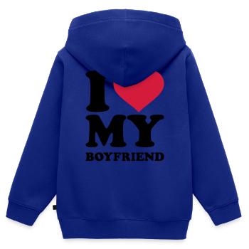 I love my boyfriend - Kinder Premium Organic Zip Hoodie - Royalblau - Hinten - AI Model Kid Male (0cm)