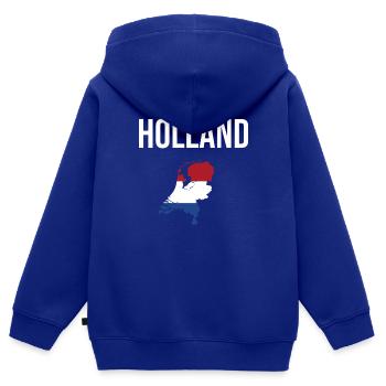 Holland Souvenir Pays-Bas - Sweat Premium à capuche zippé enfant bio - bleu roi - Dos - AI Model Kid Male (0cm)