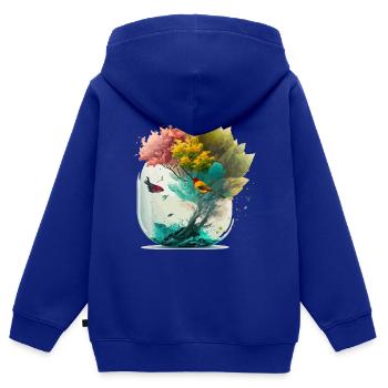 La forêt miniature - Sweat Premium à capuche zippé enfant bio - bleu roi - Dos - AI Model Kid Male (0cm)