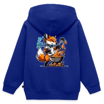 Der Fuchskoch - Kinder Premium Organic Zip Hoodie - Royalblau - Hinten - AI Model Kid Male (0cm)