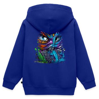 graffiti street art spray couleurs cool artiste rétro - Sweat Premium à capuche zippé enfant bio - bleu roi - Dos - AI Model Kid Male (0cm)