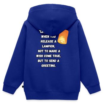 "Das Leben" beginnt, wenn... - Kinder Premium Organic Zip Hoodie - Royalblau - Hinten - AI Model Kid Male (0cm)