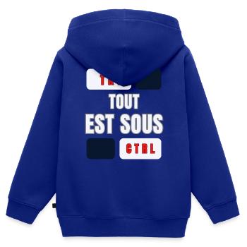 ALLES IM GRIFF - Kinder Premium Organic Zip Hoodie - Royalblau - Hinten - AI Model Kid Male (0cm)