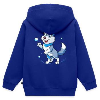 Schneeball-Showdown: Siberian Husky Delight - Kinder Premium Organic Zip Hoodie - Royalblau - Hinten - AI Model Kid Male (0cm)