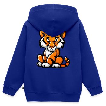 Tiger Comic - Kinder Premium Organic Zip Hoodie - Royalblau - Hinten - AI Model Kid Male (0cm)