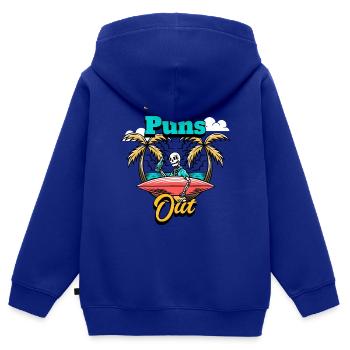Sonnen raus Wortspiele raus - Kinder Premium Organic Zip Hoodie - Royalblau - Hinten - AI Model Kid Male (0cm)