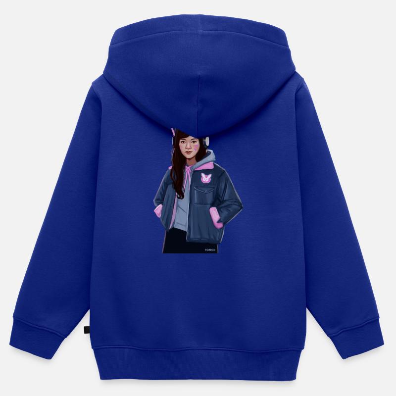 D Va - Sweat Premium à capuche zippé enfant bio - bleu roi