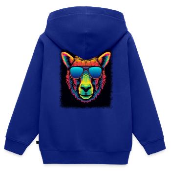 Citation amusante anti-guerre - Sweat Premium à capuche zippé enfant bio - bleu roi - Dos - AI Model Kid Male (0cm)