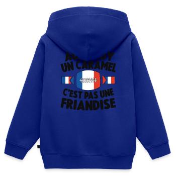 Au Rugby Un Caramel C'est Pas Une Friandise - Sweat Premium à capuche zippé enfant bio - bleu roi - Dos - AI Model Kid Male (0cm)