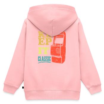Keep It Classic - Retro 90er Arcade-Spiele - Kinder Premium Organic Zip Hoodie - Rosa - Hinten - AI Model Kid Female (0cm)