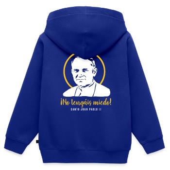 N’ayez pas peur - Pape Jean-Paul II JP2 - Sweat Premium à capuche zippé enfant bio - bleu roi - Dos - AI Model Kid Male (0cm)