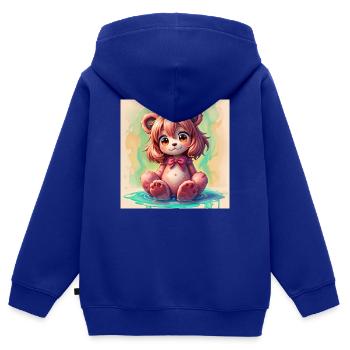 cute little teddy girl cartoon - Kinder Premium Organic Zip Hoodie - Royalblau - Hinten - AI Model Kid Male (0cm)