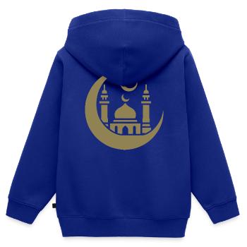 Moschee Silhouette mit Halbmond: Islamische Kunst - Kinder Premium Organic Zip Hoodie - Royalblau - Hinten - AI Model Kid Male (0cm)