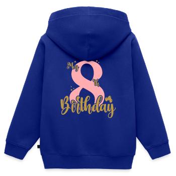 Eight Birthday Crown Design - Kids Premium Organic Zip-up Hoodie - royal blue - Back - AI Model Kid Male (0cm)