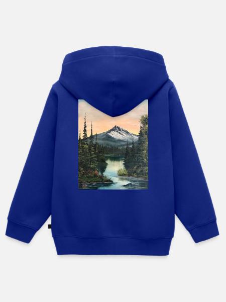 Bergsee im Abendlicht - Kinder Premium Organic Zip Hoodie - Royalblau