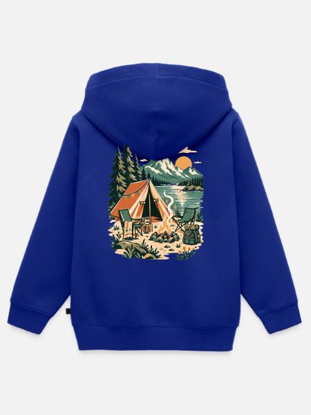 Waldcamping am Bergsee - Kinder Premium Organic Zip Hoodie - Royalblau
