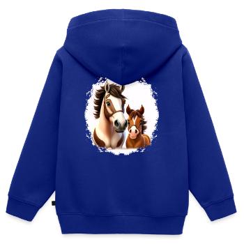 Pferdemotiv Pferd Reiten Fohlen Hobby Horsing - Kinder Premium Organic Zip Hoodie - Royalblau - Hinten - AI Model Kid Male (0cm)