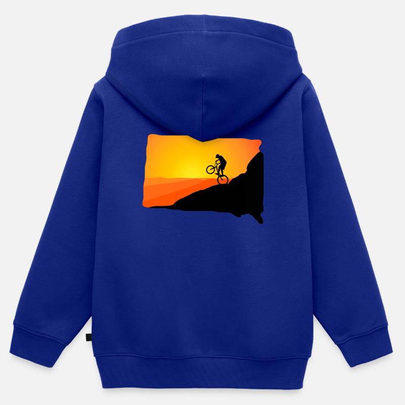 VTT descente vtt montagnes vtt - Sweat Premium à capuche zippé enfant bio - bleu roi
