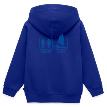 Plage Voile Windracer Land Sailers Land Sailors - Sweat Premium à capuche zippé enfant bio - bleu roi - Dos - AI Model Kid Male (0cm)