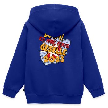Ausbildung 2023 Abschluss bestanden Comicstyle - Kinder Premium Organic Zip Hoodie - Royalblau - Hinten - AI Model Kid Male (0cm)