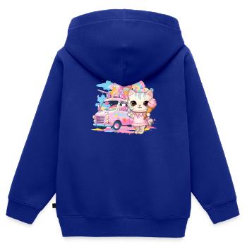 Katze Kätzchen-Mädchen Eisdielen Dessert-Eiscreme - Kinder Premium Organic Zip Hoodie - Royalblau - Hinten - AI Model Kid Male (0cm)