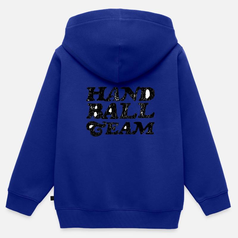 Handball équipe - Sweat Premium à capuche zippé enfant bio - bleu roi