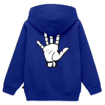 main - Sweat Premium à capuche zippé enfant bio - bleu roi - Dos - AI Model Kid Male (0cm)