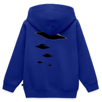 UFO ARMY - Kids Premium Organic Zip-up Hoodie - royal blue - Back - AI Model Kid Male (0cm)