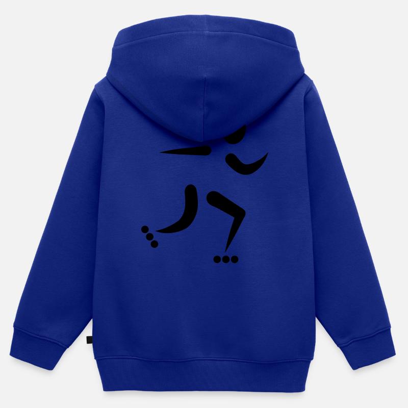 Inline Skating - Sweat Premium à capuche zippé enfant bio - bleu roi