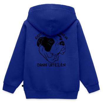 Erst Kennenlernen - Dann Urteilen - Kinder Premium Organic Zip Hoodie - Royalblau - Hinten - AI Model Kid Male (0cm)