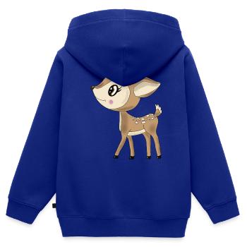 Chevreuil - Sweat Premium à capuche zippé enfant bio - bleu roi - Dos - AI Model Kid Male (0cm)