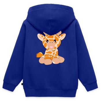Girafe - Sweat Premium à capuche zippé enfant bio - bleu roi - Dos - AI Model Kid Male (0cm)