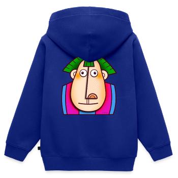The monkey priest - Kids Premium Organic Zip-up Hoodie - royal blue - Back - AI Model Kid Male (0cm)
