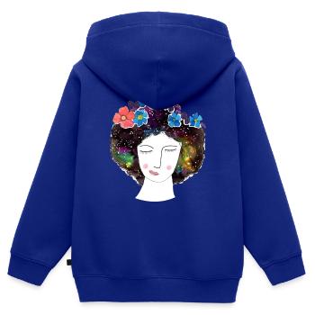 Blumenmädchen - Kinder Premium Organic Zip Hoodie - Royalblau - Hinten - AI Model Kid Male (0cm)