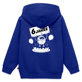 Ich bin sechs Jahre 6. Geburtstag Roboter - Kinder Premium Organic Zip Hoodie - Royalblau - Hinten - AI Model Kid Male (0cm)