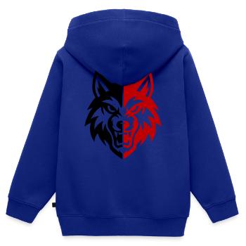 Wolf Kopf Logo - Kinder Premium Organic Zip Hoodie - Royalblau - Hinten - AI Model Kid Male (0cm)